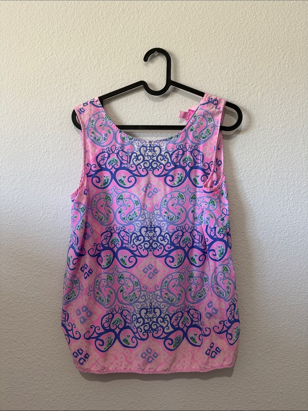 Lilly Pulitzer Pink Paisley Print 100% Silk Sleeveless Tank M